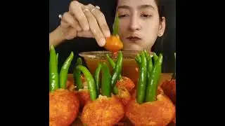 ASMR: EATING SPICY PANI PURI 🔥 AND GREEN CHILLY || #shorts #mukbangn #asmreating #mukbangasmr #asmr