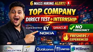 Concentrix direct test hiring | EY(INTERNSHIP), Nokia, Oracle,United, Millinam and other hirings