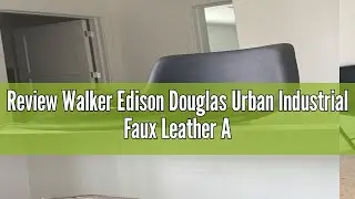 Review Walker Edison Douglas Urban Industrial Faux Leather Armless Counter Chairs, Set of 2, Whiskey