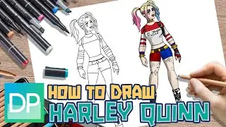 [DRAWPEDIA] HOW TO DRAW HARLEY QUINN from FORTNITE - STEP BY STEP DRAWING TUTORIAL