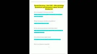 Dental Nursing  Unit 305  Microbiology Questions and Answers Latest Version Graded A557