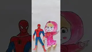 Red spiderman &hearts;️zombie masha face add 🥰🤣#spiderman #drawing #cartoon #viral #japan