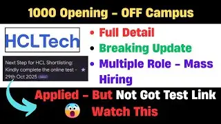 🤯Finally HclTech Hiring 2025 Batch | HCL Online Assessment Test 2025 | OFF Campus Drive for 2024