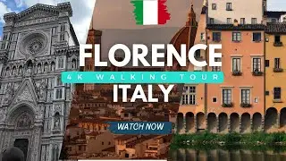 Florence, Italy. Rainy Day Walking Tour. 4K