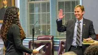 Justin Strickland sworn in as a member of the Chatham Borough Council.
