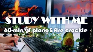 60-Minute study session 🔥fire crackling & piano🪵