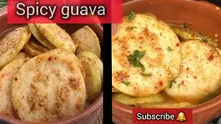 Spicy guava chat 😋 | tangy and fiery recipe |quick snack idea #cooking #guava 