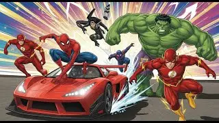 Heroic Alliance Race! Spiderman, Hulk, Flash   Epic Team Showdown!