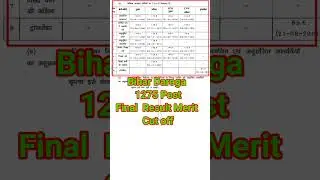 Bihar Daroga 1275 Post Final Merit Cut off #bihardaroga#biharsi