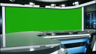 Realistic News TV Studio Green Screen Cityscape Overlay Effect for Broadcast