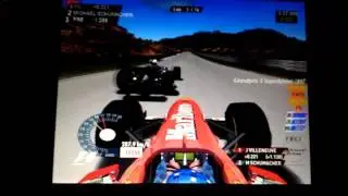 Grand Prix 4 mod 1997. Jerez. Attacco di Schumi a Villeneuve con ruotata. T-cam