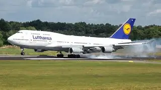 (4K) 3 Lufthansa Boeing 747's arriving at Twente airport for long term storage