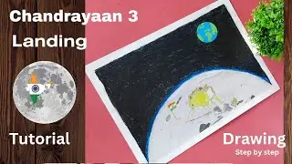 Chandrayaan-3 Landing on the Moon drawing || Chandrayaan -3 Vikram lander ISRO