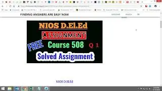 NIOS D El Ed Assignment Answers in English - Course 508, Assignment 1, Q 1 by Find Answers