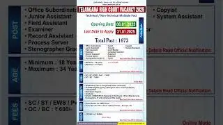 Telangana High Court Vacancy 2025 | Telengana High Court New Vacancy 2025