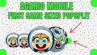 AGARIO MOBILE FIRST SAME SIZED POPSPLIT?!?!? INSANE WALL BANG POPSPLIT