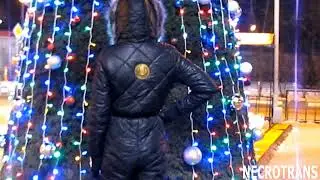 New Year's walks in black ski overalls with hoods. High boots + leather gloves.