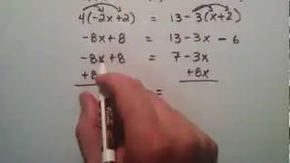 How to Solve First Degree Equations with Parentheses , Intermediate Algebra , Lesson 39