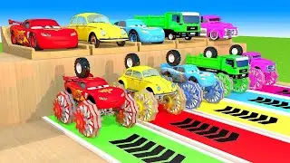 BIG & SMALL Monster Truck, McQueen, Police, Fire Truck, Tractor  BeamNG drive