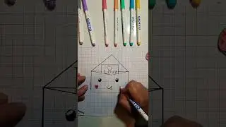 Satisfying letter envelope drawing and coloring mixing hearts #shorts