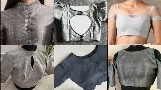 Latest Blouse Design In Grey Colour Blouse Designs Front And Back Neck/New Blouse Design #neckdesign