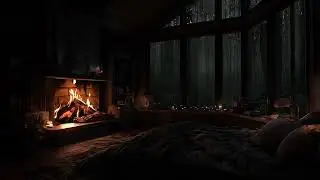 Cozy Fireplace Ambience Flowing Through a Silent Rainy Night