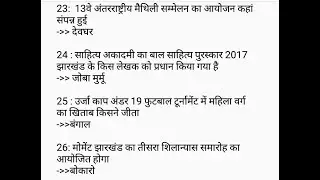 ,झारखंड GK & Current Affairs 2018 panchayat sachiw  JPSC JSSC & other state exams