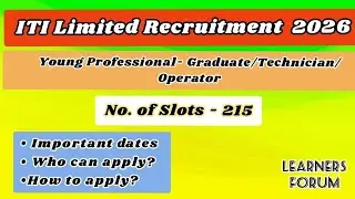 ITI Limited Recruitment 2026 | Graduate, Technician, Operator | 215 Posts | How to apply? #dailyjobs