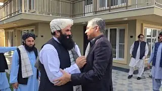 Interior Minister Mohsin Naqvi meets his Afghan counterpart Sirajuddin Haqqani in Kabul.
