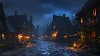 Fantasy Village | Rain, Thunder, Horses And Horse Carriage Sounds, Owls, Crows