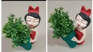 how to make planter girl Wallputty craft/pen pencil holder with girl /