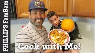 COOK WITH ME | TRADER JOE'S PUMPKIN ROLL WAFFLES | PUMPKIN SPICE ICING | PHILLIPS FamBam