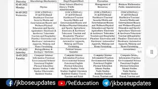 JKBOSE 11TH CLASS DATESHEET SUMMER ZONE ANNUAL REGULAR 2022 JAMMU