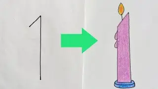 Easy Candle Drawing Using a number 1🕯️/ Step by step drawing/Easy drawing for beginners @snartidea 