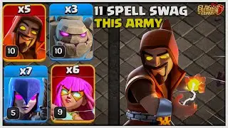 11 Spell Swag!! Easy Th13 Spam Ground Attack Strategy Updated in 2024 (Clash of Clans)