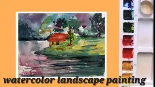 Simple and easy watercolor landscape step by step amruth Badi