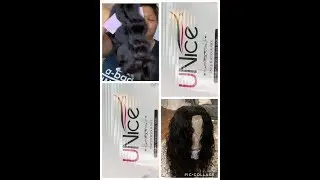 Unice Hair unboxing and upart wig tutorial using natural wave hair
