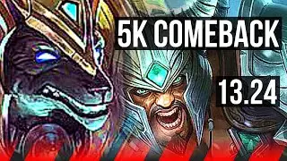 NASUS vs TRYNDAMERE (TOP) | Comeback, 9/2/7, Legendary, Rank 12 Nasus | KR Grandmaster | 13.24