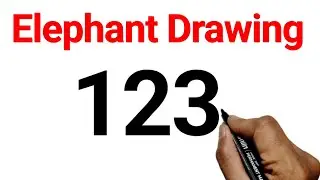 Elephant Drawing from number 123 l Easy Elephant Drawing For Beginners l Number Drawing l Canvas l