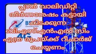 പ്ലാൻ വാലിഡിറ്റി തീർന്നശേഷം കട്ടായി കിടക്കുന്ന ബിഎസ്എൻഎൽ സിം എത്ര രൂപയ്ക്ക് റീചാർജ് ചെയ്യണം