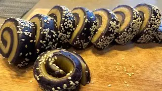 Ube and Vanilla Tikoy with sesame coating 