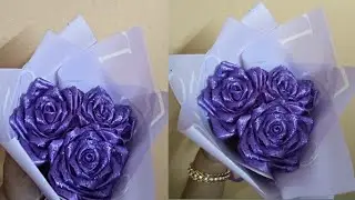 How to make satin ribbon Rose bouquet 💐#shorts#foryou #viral video #handmade #gift#flowers 