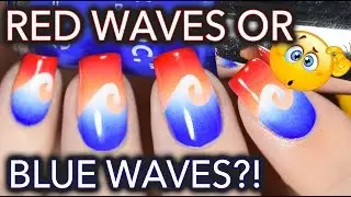 Two-toned scaled gradient trippy wave nail art
