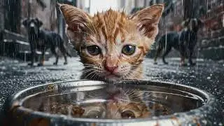 Poor Cat 🌧️ Lost in the Rain 🌧️ Animation