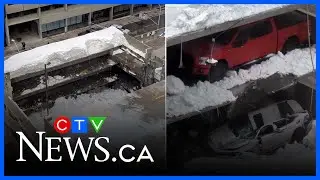 Dramatic video shows moment Ottawa parking garage collapses on fifty vehicles