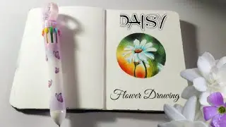 How To Draw A Daisy | Flower Drawing |Multicolor Ballpoint Pen Drawing