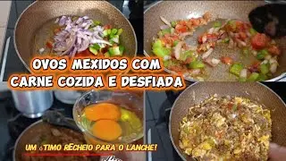 🥪 Ovos Mexidos com Carne Desfiada: Recheio Rápido, Fácil e Delicioso