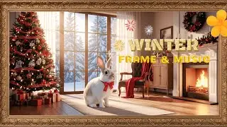 Winter Art Frame TV | rabbit by Christmas Tree & Fireplace Soft Music 4K