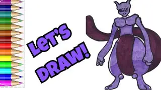 How to Draw Mewtwo from Pok&eacute;mon | Step-by-Step Hand Drawing Tutorial for Fans