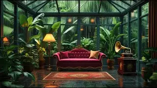 Relaxing Tropical Jazz 🌿 Luxury Glass Conservatory in Rainforest [Rain & Nature Sounds]
